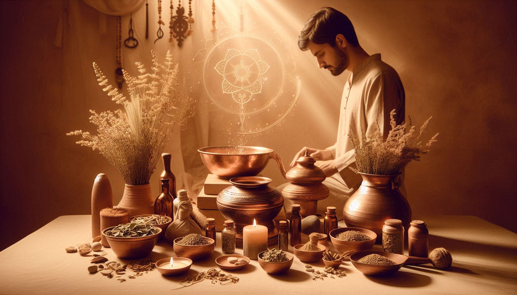 Sacred Ayurvedic herb preparation process