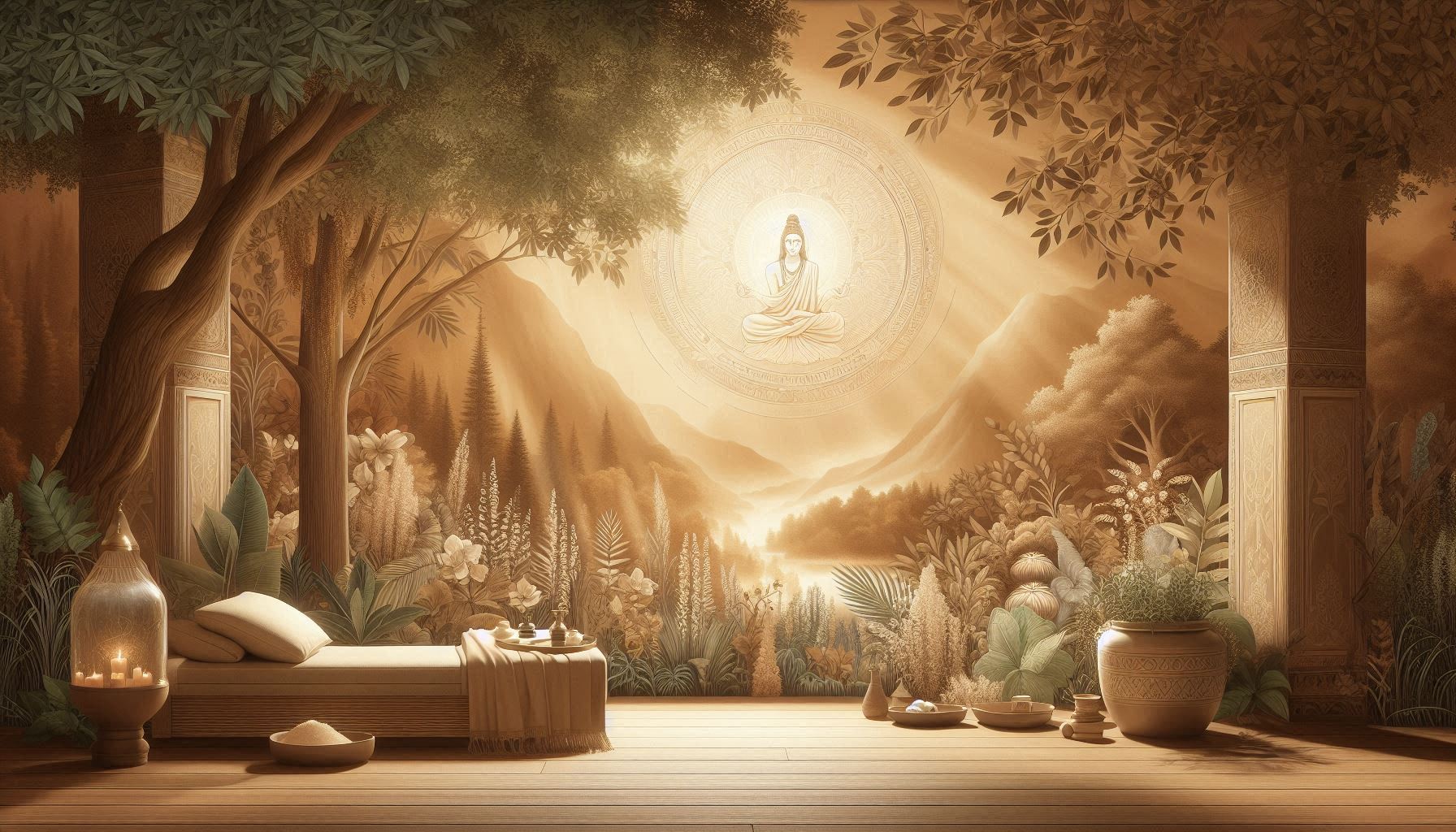 Serene Ayurvedic healing sanctuary